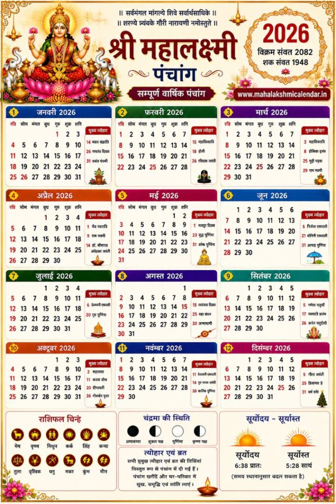 Mahalakshmi Calendar 2026
